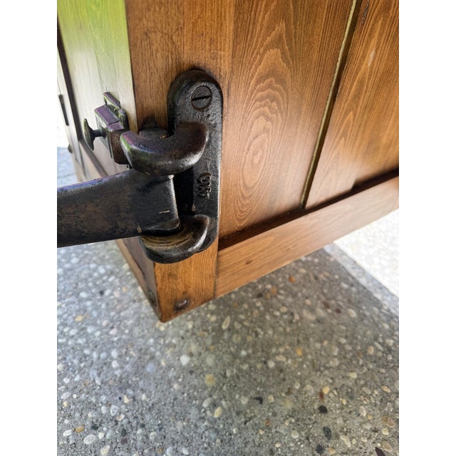 Vintage Industrial Desk With Integrated Swing-Out Stools For Sale - Image 17 of 18