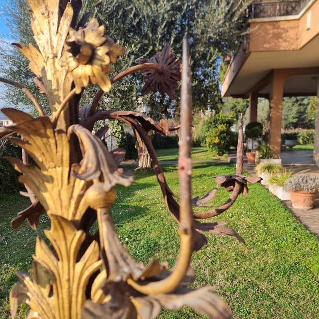 Mid 19th Century 19th Century Gilded Sheet Metal Candelabra Pair, Set of 2 For Sale - Image 5 of 14