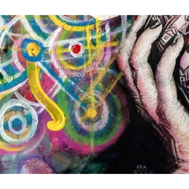 "Questions", Acrylic and Charcoal Painting on Paper by Ara Deinde For Sale - Image 4 of 4