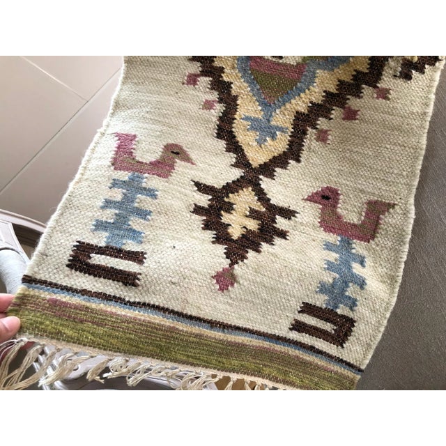 1970s Vintage Scandinavian Folk Art Wool Wall Hanging – "Wilkum Bird" Design For Sale - Image 5 of 8