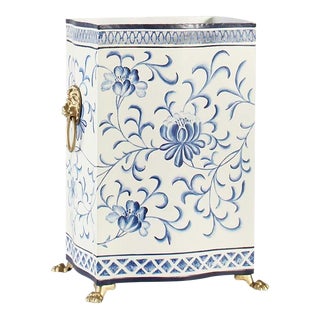 Chelsea House Blue/White Wastebasket For Sale