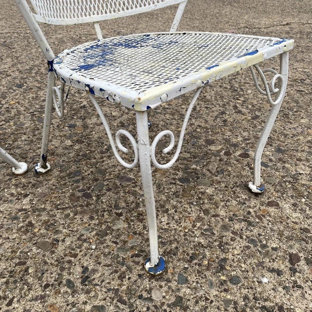 Vintage Wrought Iron Woodard Salterini Style Mid Century Patio Arm Chairs - Pair For Sale - Image 9 of 10