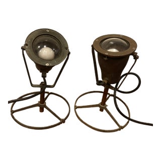 Vintage Heavy Metal Industrial Spotlights - A Pair For Sale