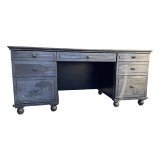 Rh Restoration Hardware Annecy Metal Wrapped Zinc Desk With Patina For Sale