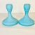 1970s Vintage Art Nouveau Americana Tiffany Blue Fenton Candle Holders - A Pair For Sale - Image 11 of 12