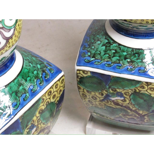 Pair of Japanese Porcelain Kutani Lamps For Sale - Image 15 of 15