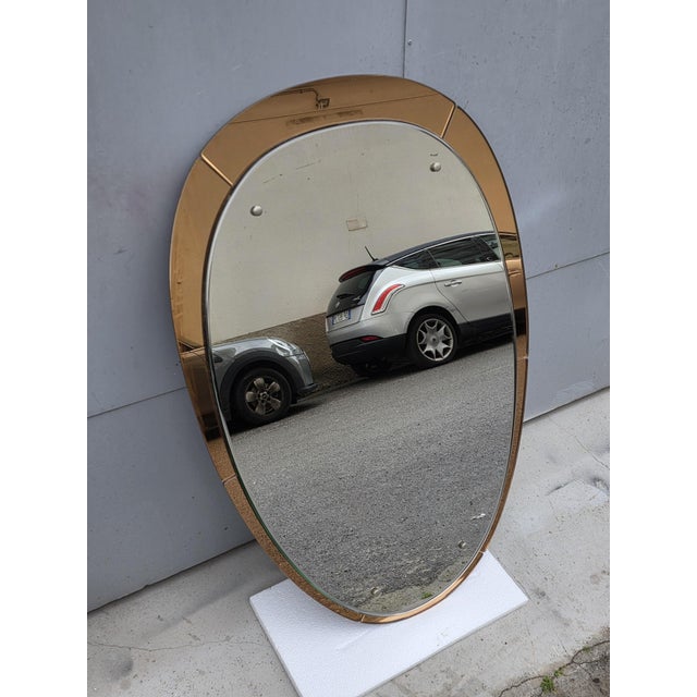 Glass Large Orange Drop-Shaped Mirror from Veca, 1960s For Sale - Image 7 of 9