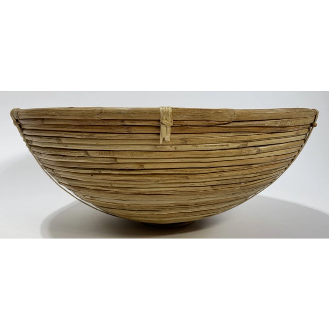 Mid 20th Century Vintage Oversized Coiled Pencil Reed Bowl For Sale - Image 5 of 11