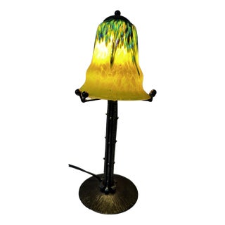 Art Deco Table Lamp in Frosted Glass, 1930s For Sale