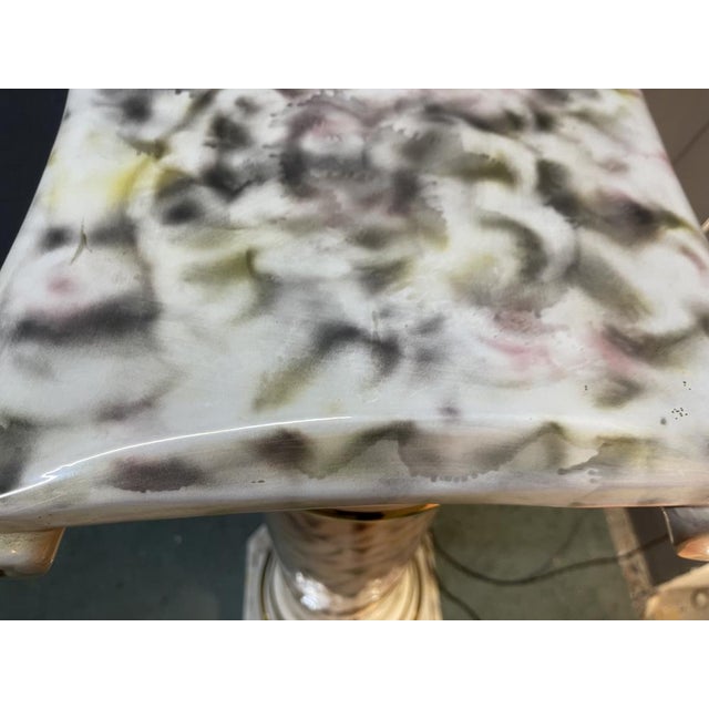 1980s Italian Ceramic Pillar Pedestal with Table Lamp, 1980s For Sale - Image 5 of 18