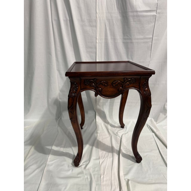 Set of 2 gorgeous solid mahogany Victorian Louis XV style side tables in amazing condition with carved organic accents and...