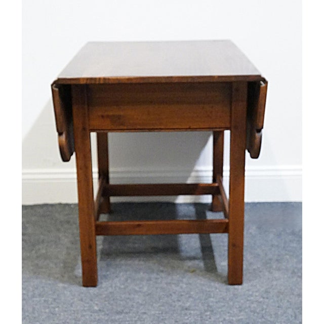Ethan Allen Country Craftsman Solid Pine Early American Shaker Style 37" Drop Leaf Accent End Table 19-8304 - 219 Medium Brown Finish For Sale - Image 15 of 17