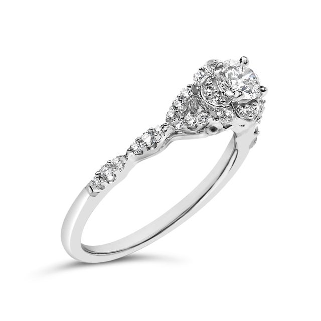 Contemporary 14K White Gold 1/2 Cttw Lab Grown Diamond Vintage Style Engagement Ring (F-G Color, VS1-VS2 Clarity) - Size 8 For Sale - Image 3 of 6