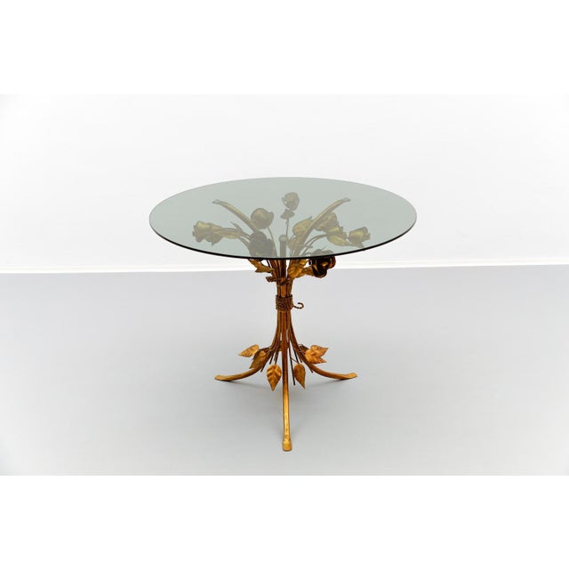 Mid-Century Modern Florentine Metal Flower Coffee Table by Hans Kögl, Germany, 1970s For Sale - Image 3 of 11