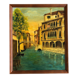 1970 Framed Oil Painting of Venice by G P