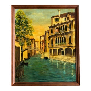 1970 Framed Original Oil Painting of Venice by G P For Sale