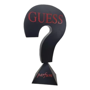 Vintage Black Wood Guess Cultural Advertising Sign