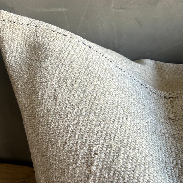 Mid-Century Modern Vintage Rug Pillow Cover With Original Seams For Sale - Image 3 of 6