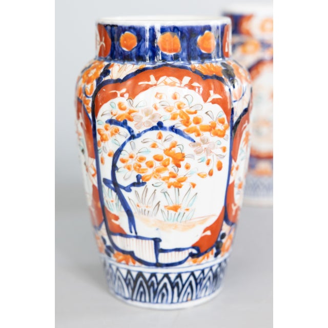 Imari Porcelain Antique 19th Century Japanese Imari Porcelain Vases - a Pair For Sale - Image 4 of 10