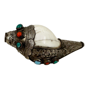 Mid-20th Century Tibetan Ritual Conch Shell Trumpet