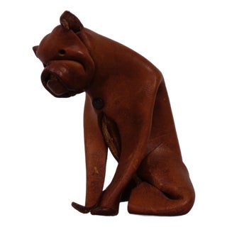Handmade Leather Boxer Dog from Deru Wiesbaden, Germany, 1960s For Sale