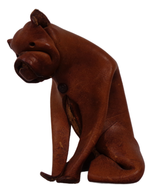 Handmade Leather Boxer Dog from Deru Wiesbaden, Germany, 1960s