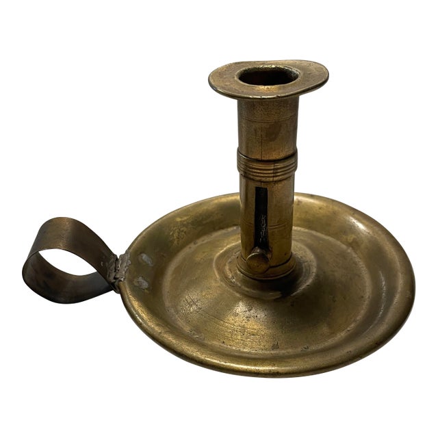 Antique English Brass Chamberstick For Sale