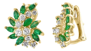 2 Ct Natural Brazilin Marquise Emerald & 1.8 Ct Diamond Clip on Earring 18 KYG