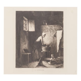 A. Decamps & Ch. Bourgeat, La Lessiveuse, 1800s, Etching For Sale