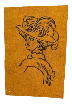 Portrait - Original China Ink Drawing on Paper - Early 20th Century Early 20th Century