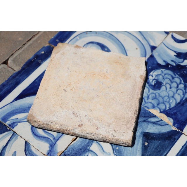 18th Century Portuguese Baroque Tiles With Mythological Figure Details and Elaborate Cobalt Scrollwork, Set of 6 For Sale - Image 9 of 9
