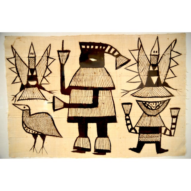 An abstract printed textile from Ivory Coast from natural dyes. Korhogo cloth is created with neutral and earthy tones and...