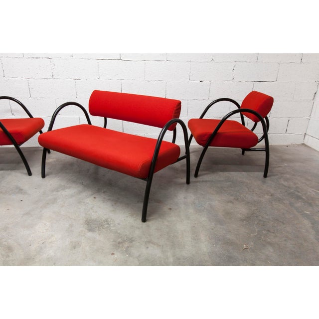 Black Red Sofa and Armchairs, 2001, Set of 3 For Sale - Image 8 of 18