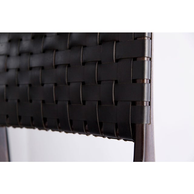 Andrianna Shamaris Modern Chair Series Double-Backed Leather Woven Chair For Sale - Image 14 of 18