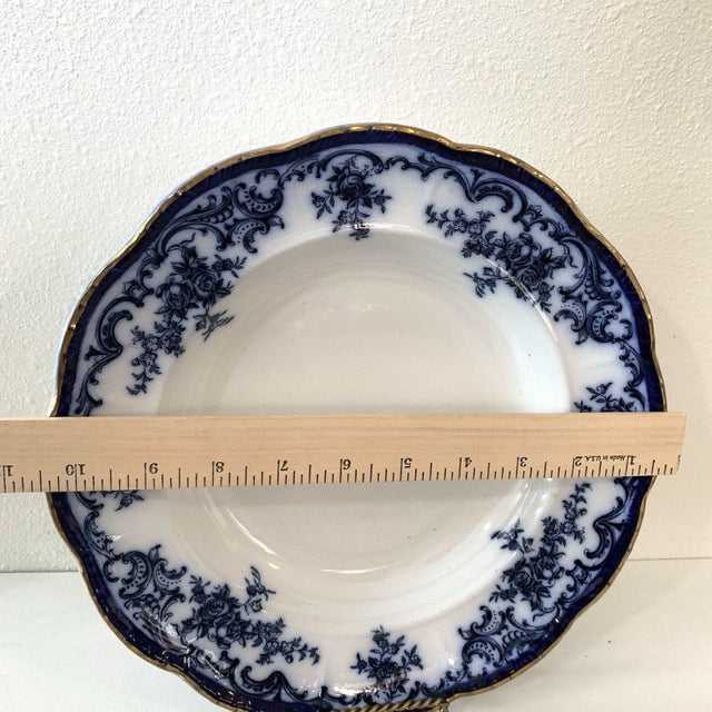 Cauldon Victorian Cauldon England Flow Blue Floral Soup Bowl Gilding H9617 Late 1800s For Sale - Image 4 of 4