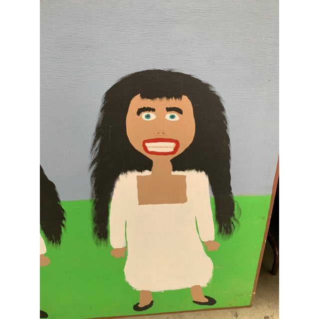 Sky Blue Large Jake j.t. McCord 1990s Outsider Folk Art Painting on Board For Sale - Image 8 of 9