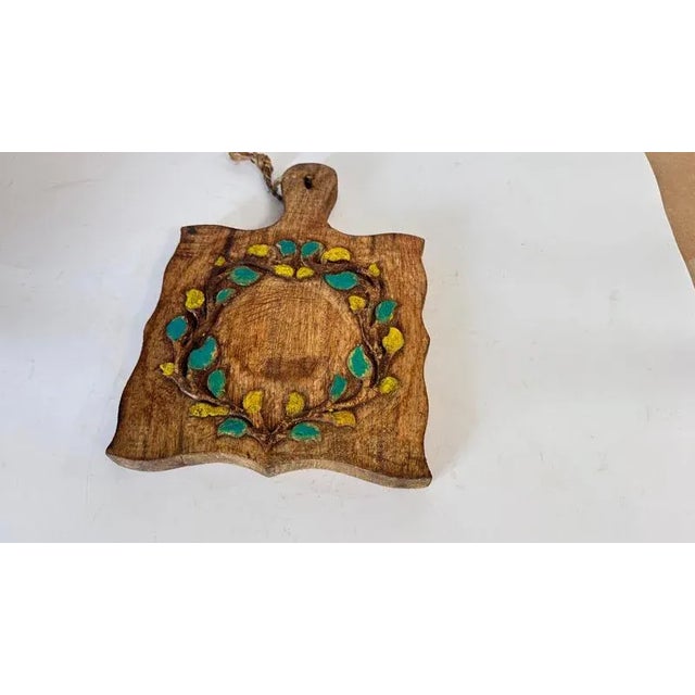 1960s Vintage French Decorative Wooden Board with Hand-Painted Floral Design 1960s For Sale - Image 5 of 12