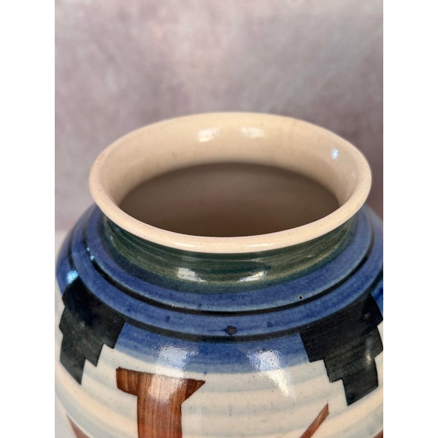 1930s 1930s Bunzlau Art Deco Gazelle Vases, Pair — Hand-Painted Stoneware, Made in Germany For Sale - Image 5 of 12