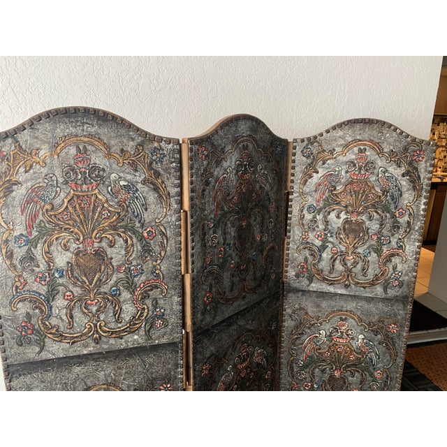 Late 19th Century Louis XIII Style Leather Screen For Sale - Image 4 of 13