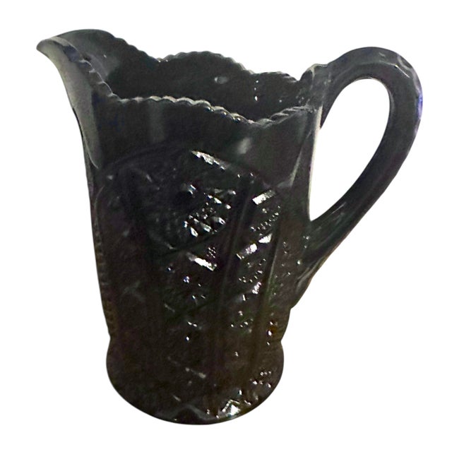 Mid 20th Century Mid Century Modern Tiara Monarch Indiana Glass Black Paneled Daisy Pitcher For Sale - Image 12 of 12