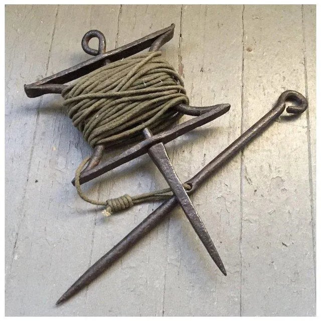 Black Antique 19th Century English Garden Tool Blacksmith Hand Forged Cast Iron Flower Bed Border Edging Line For Sale - Image 8 of 10