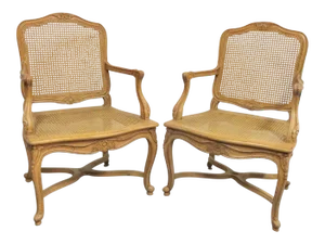Century Furniture Louis XV Style Caned Chairs - a Pair