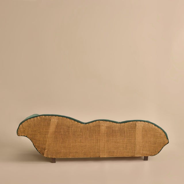 French Art Deco Méredieme Chaise Lounge in Original Green Upholstery, 1930s For Sale - Image 4 of 11