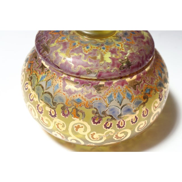 Vintage Bohemian Czechoslovakian Glass Powder or Trinket Jar With Crystal Finial For Sale - Image 9 of 18