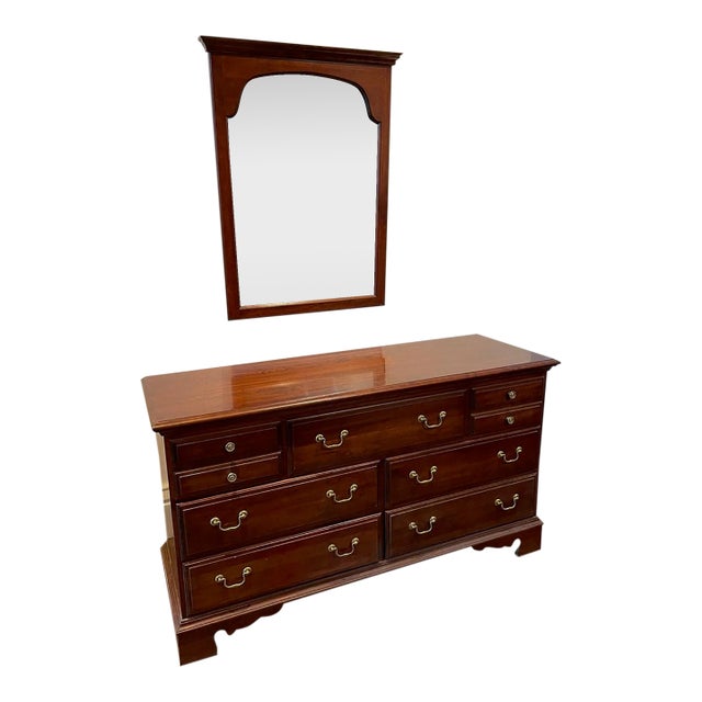 1990s Pennsylvania House Chippendale Cherry Dresser With Mirror For Sale