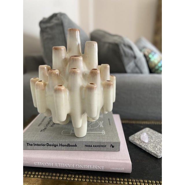 Coral-Shaped Italian Sculptural Beige Ceramic Vase attributed to Bertoncello, 1960s For Sale - Image 14 of 18