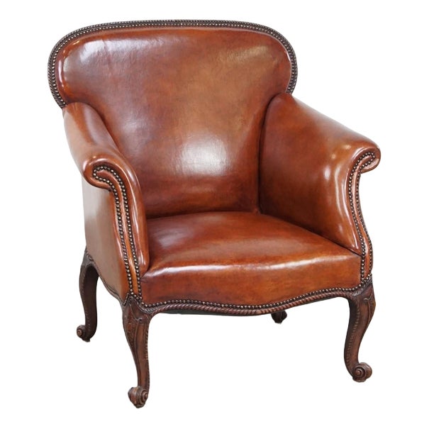 Vintage Brown Leather Armchair | Chairish