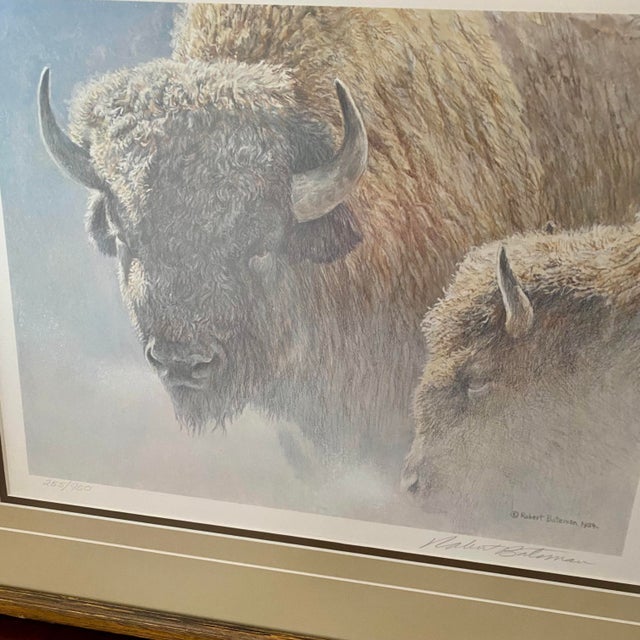 Brown Late 20th Century Robert Bateman "Wood Bison" Lithograph Framed, Signed For Sale - Image 8 of 11