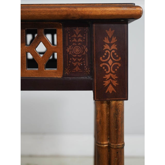 Paint Decorated Faux Bamboo Floral Painted Occasional Table For Sale - Image 4 of 13