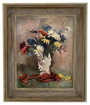 Benjamin II Vautier, Parchemin rouge, 1956, Oil on Cardboard, Framed